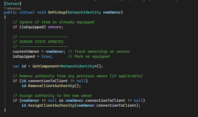 Equipment Pickup Code