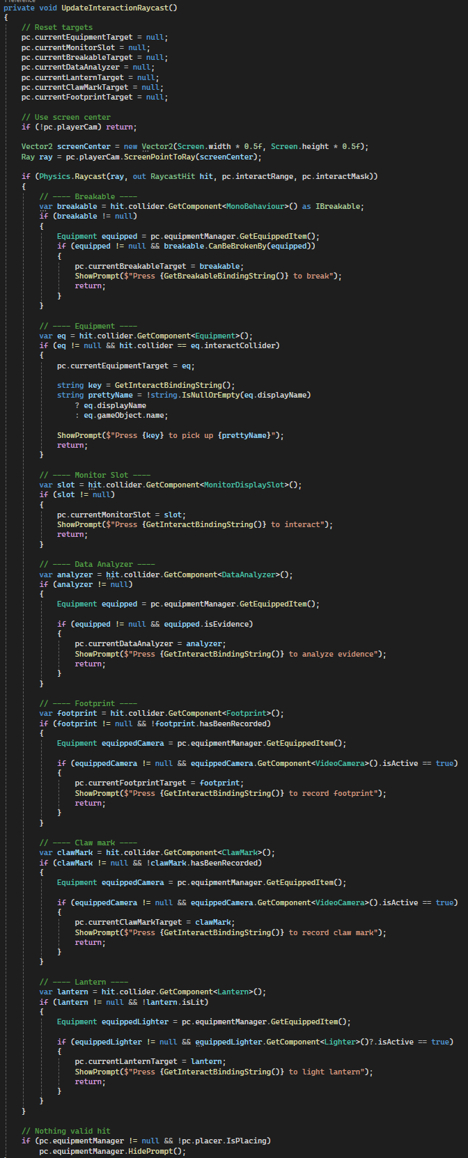 Interaction Raycast Code
