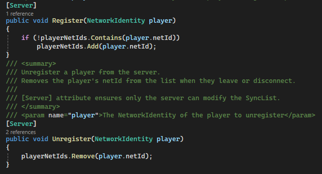 Player Registry Logic