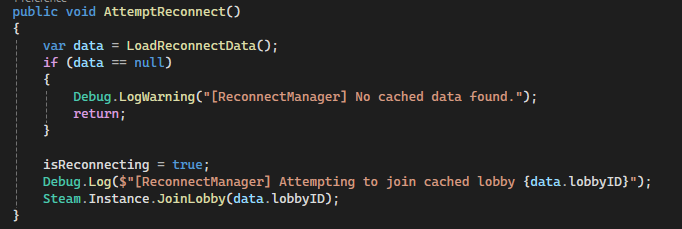 Attempt Reconnect Code