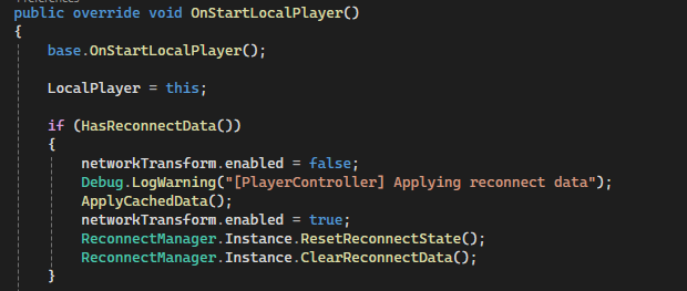 NetworkTransform Toggle Code