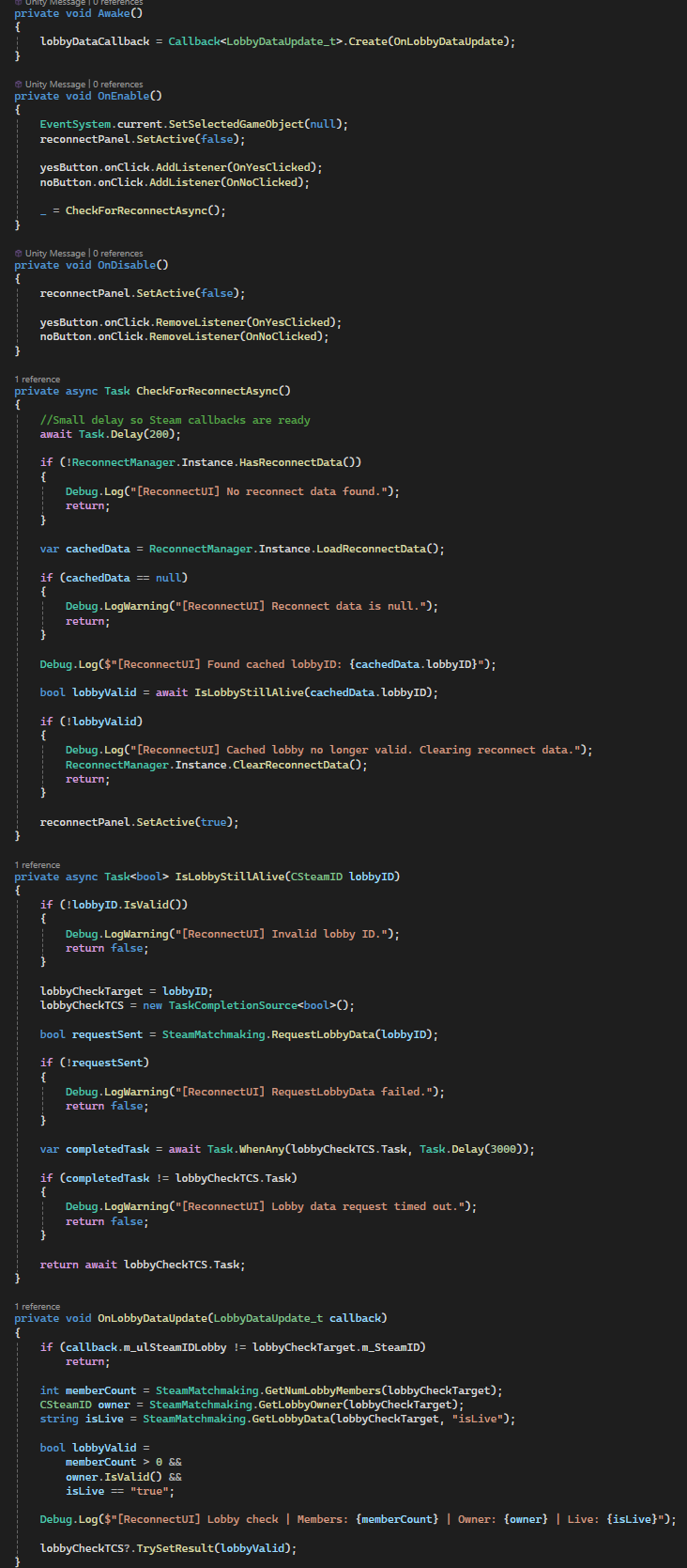 Reconnect UI Validation Code