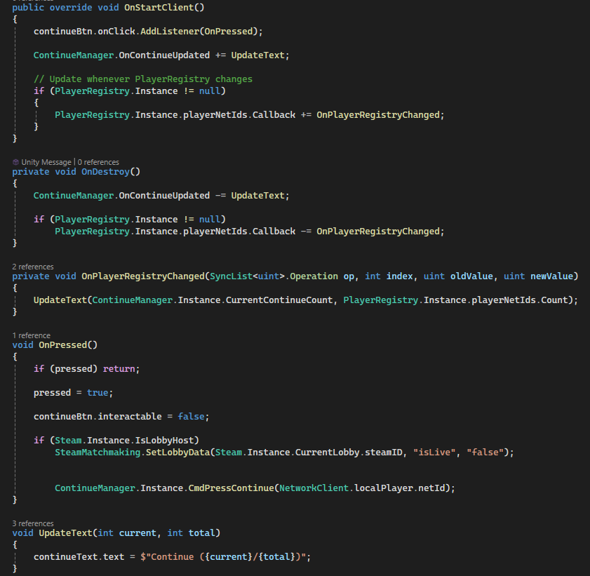 Continue Button Logic