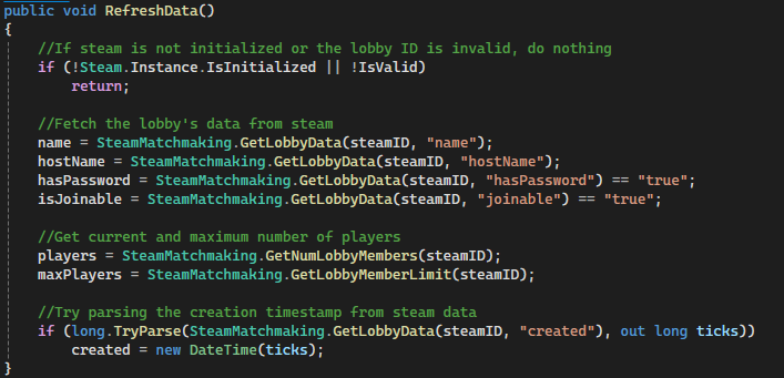 Lobby Metadata Code
