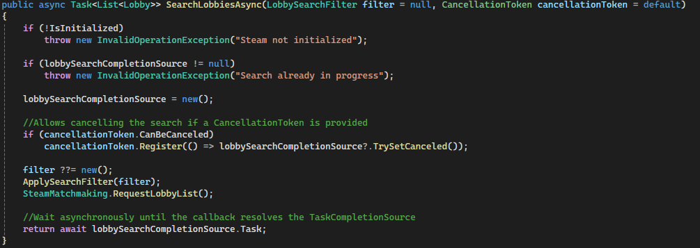 Async Lobby Search Code