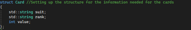 Card Struct Code Snippet