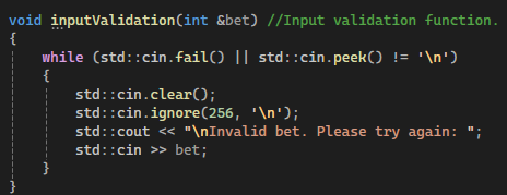 Input Validation Code Snippet