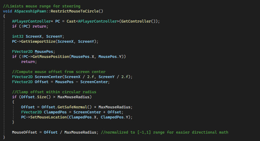Restrict Mouse to Circle Code